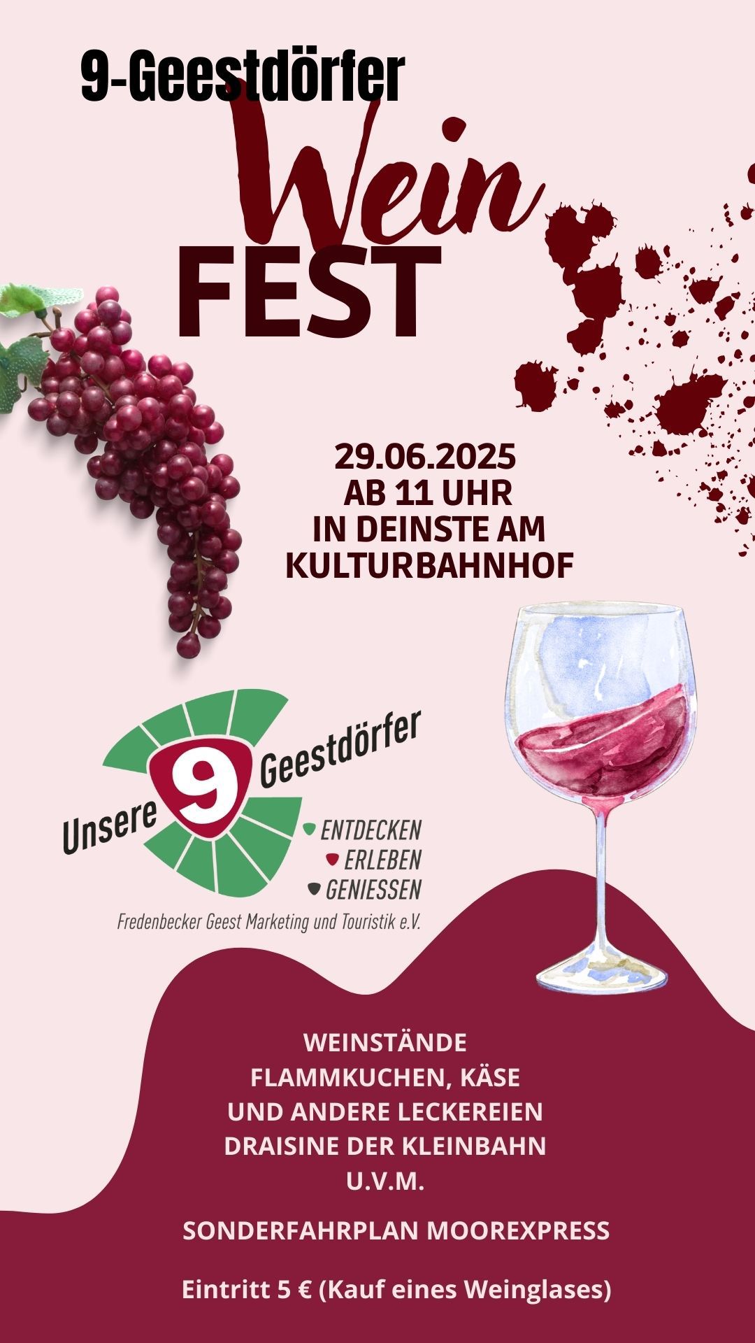 You are currently viewing 9. Geestdörfer Weinfest in Deinste am 29. Juni 2025